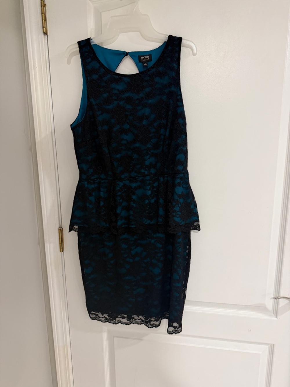 Blue/black lace dress with cut out back